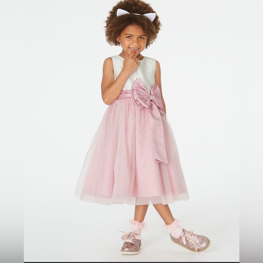 Rare Editions Little Girls Satin-Bow Fit & Flare Dress